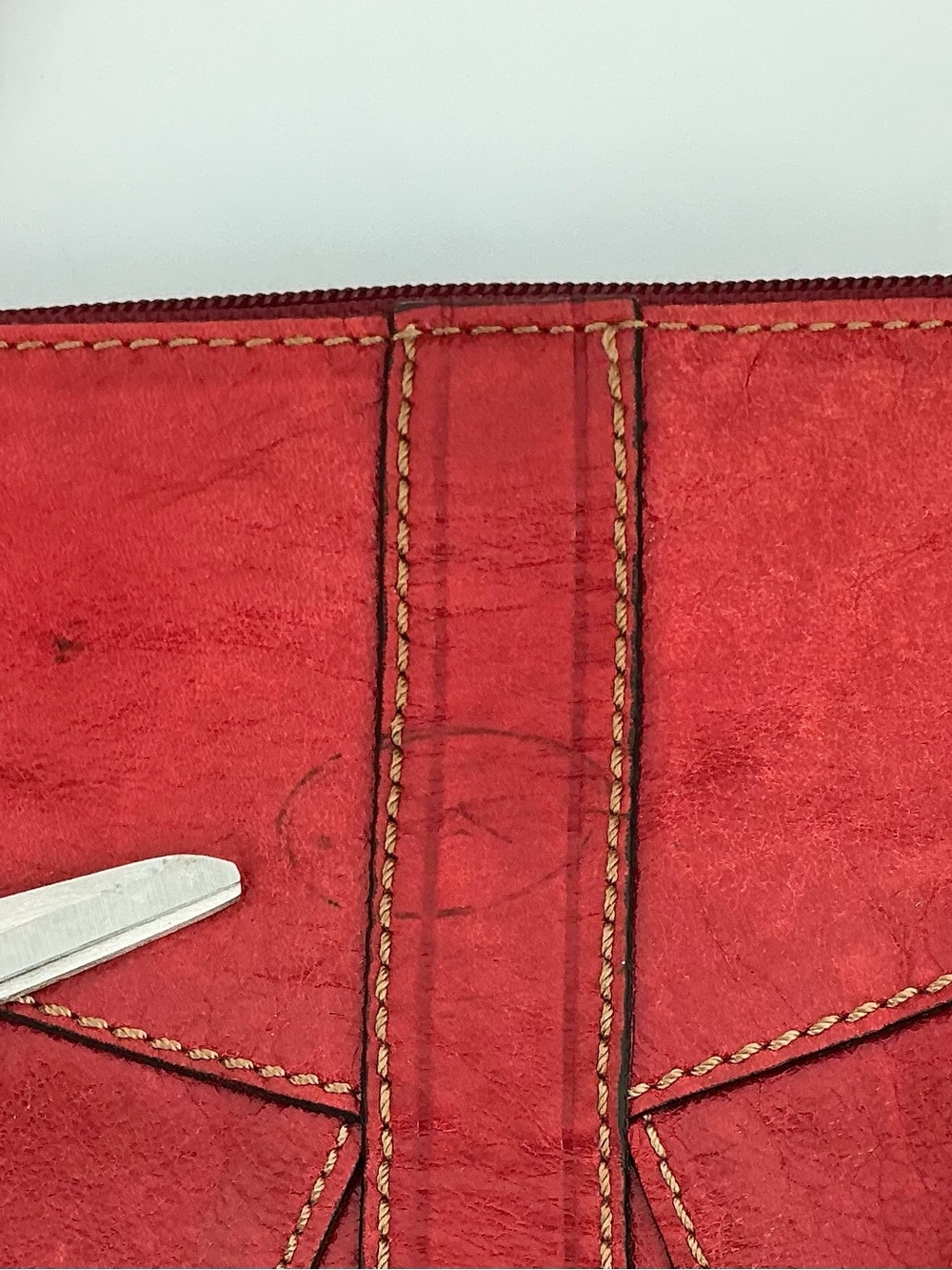 Fossil Y2K Red Leather Satchel Crossbody Bag Brass Hardware - Picture 14 of 15